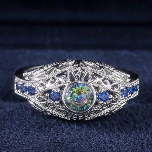 🔥 Colorful Gem Royal Blue Zircon Anillos Vintage Luxury Rings Women, PD1…